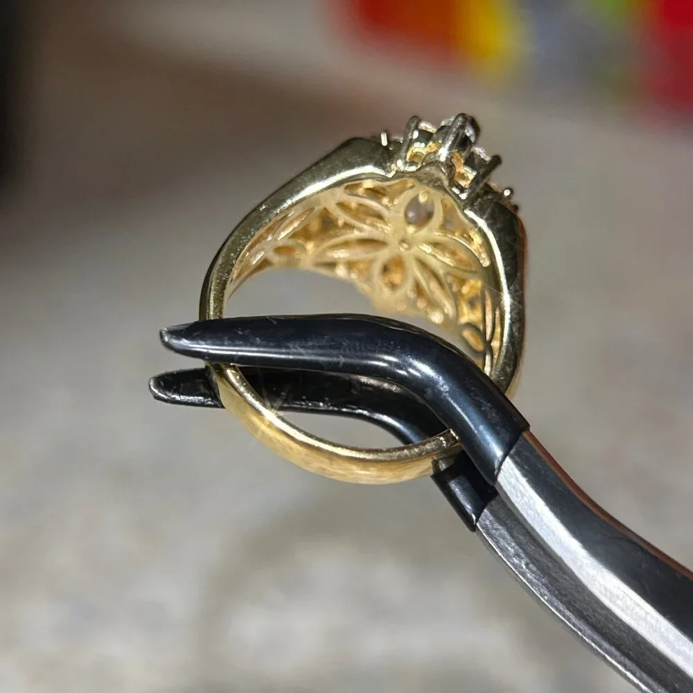 925 Gold Vermeil Large Marquis Cut‎ Center Gem Ring